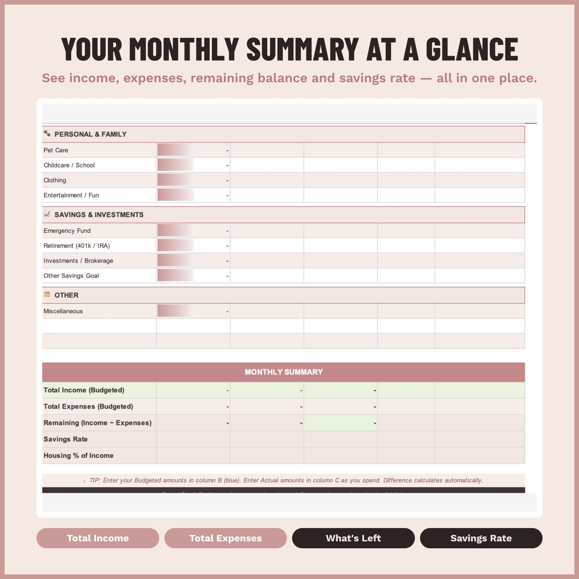 Personal Budget Tracker Spreadsheet screenshot 3