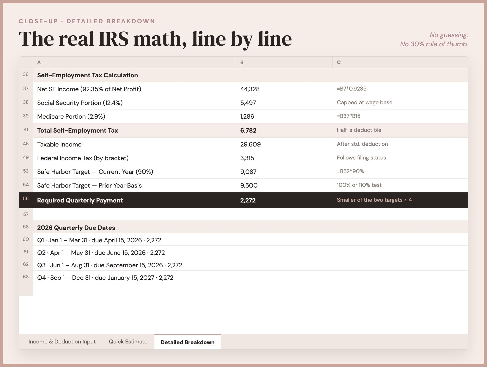 Quarterly Estimated Tax Calculator screenshot 3