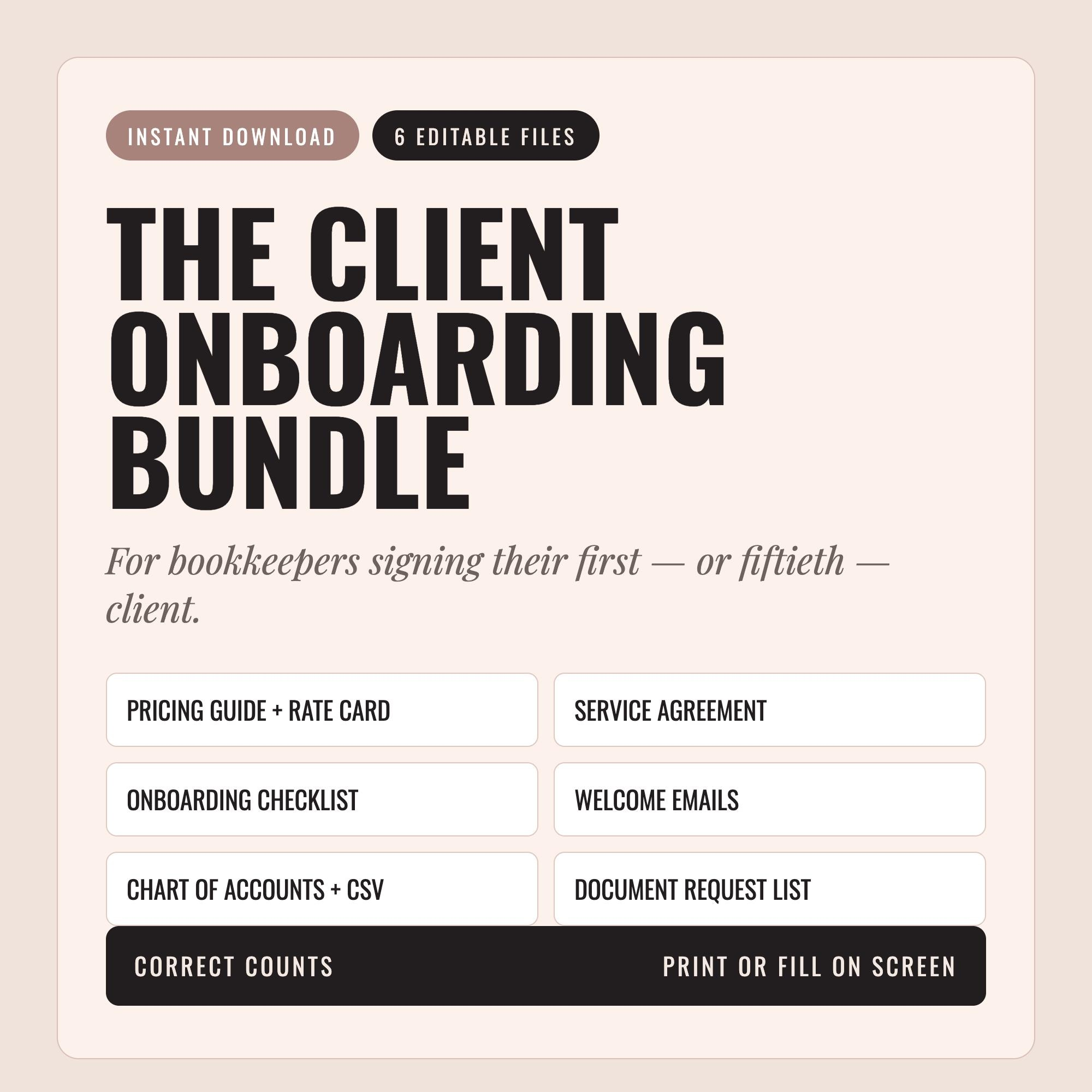 Correct Counts New Bookkeeper Starter Bundle with workflow templates
