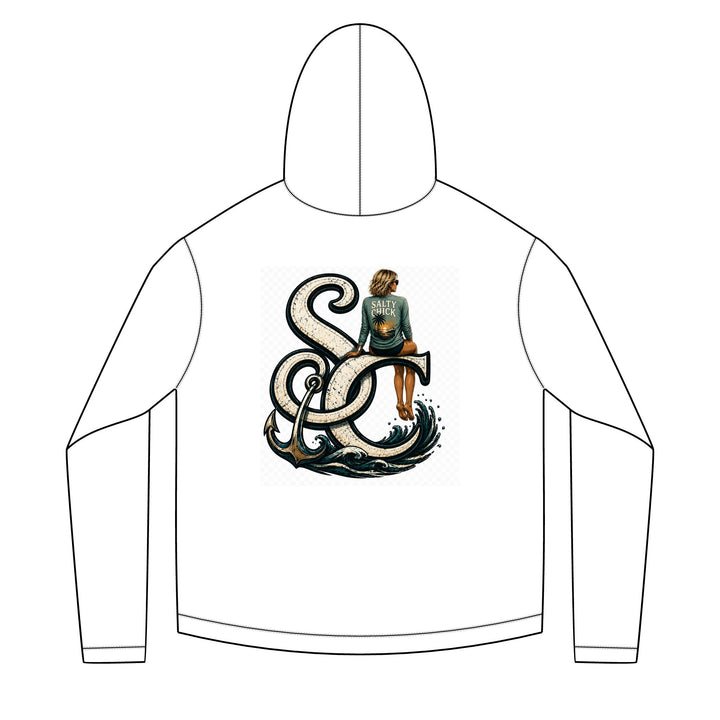 Salty Chick blonde logo long-sleeve solar fishing hoodie