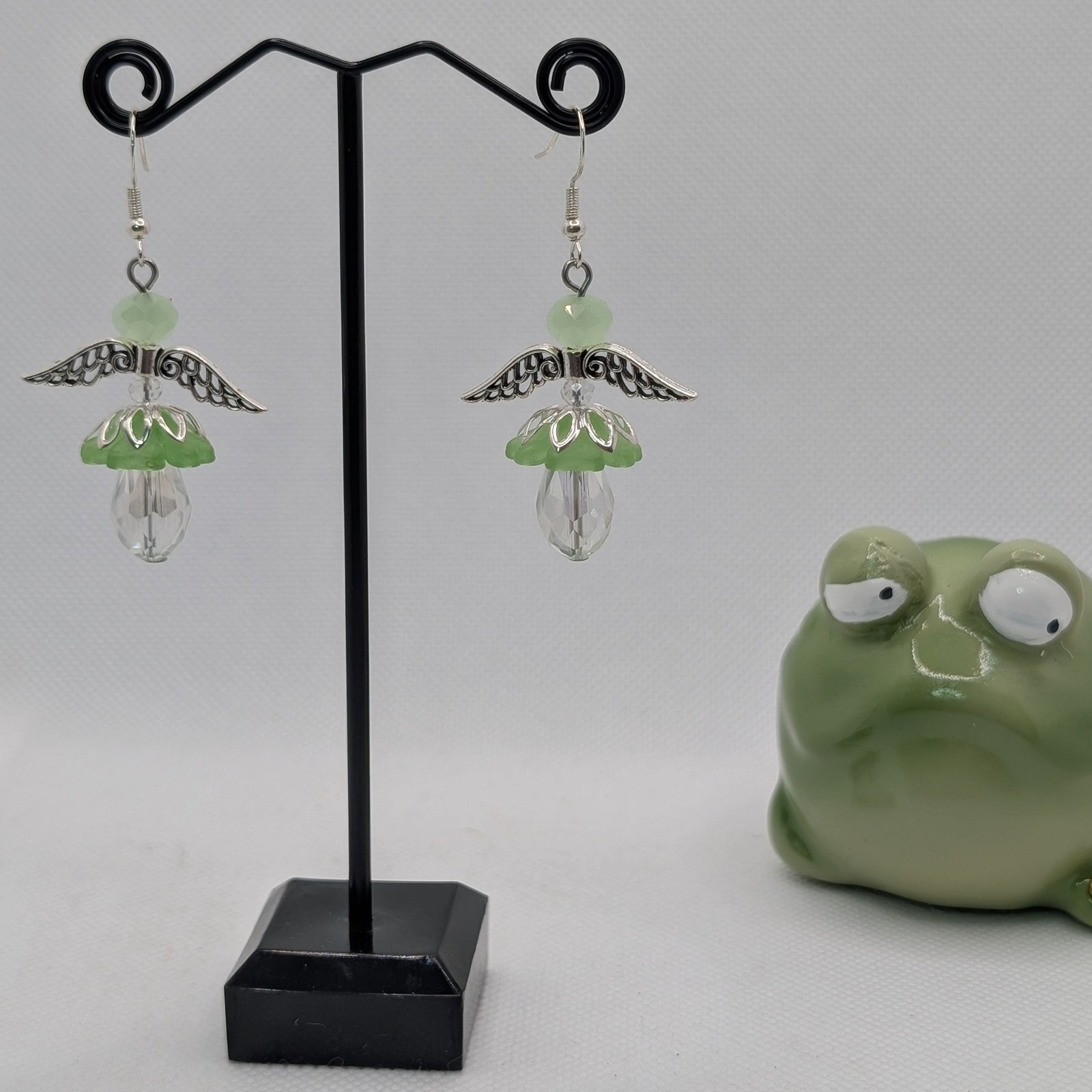 Petalskirts | Winged Flower Fairy & Faceted Glass Dangle Earrings