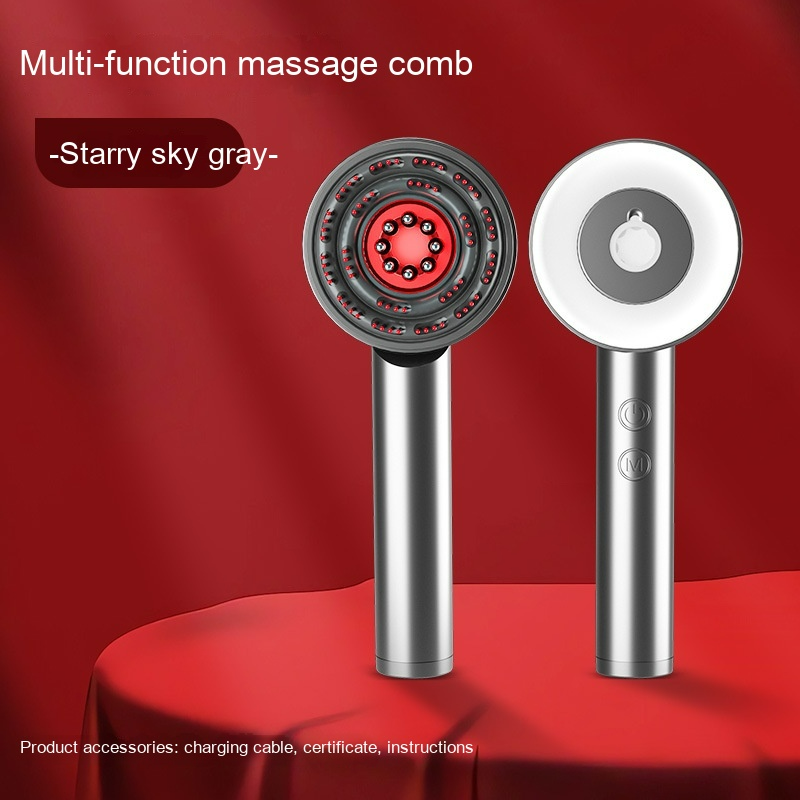 Gray Comb Scalp Massager with flexible bristles