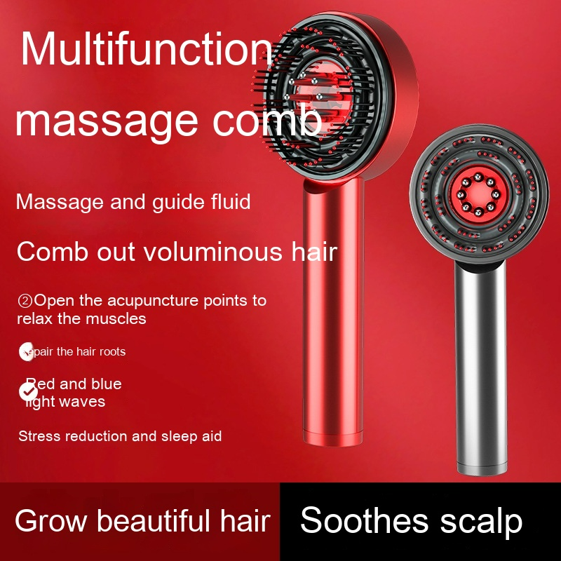 Red Comb Scalp Massager with soft flexible bristles