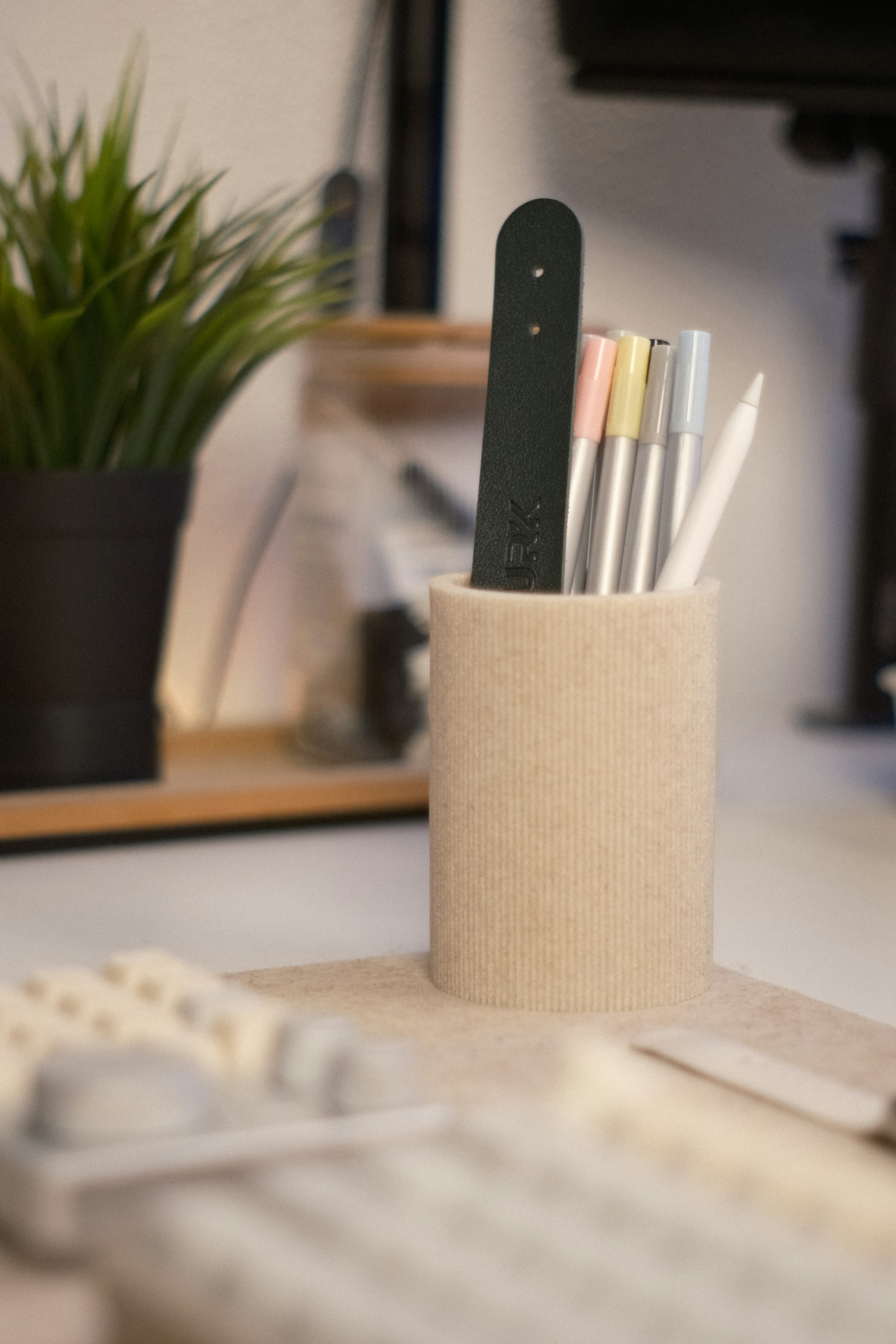 Minimal desk setup with pens and planning tools