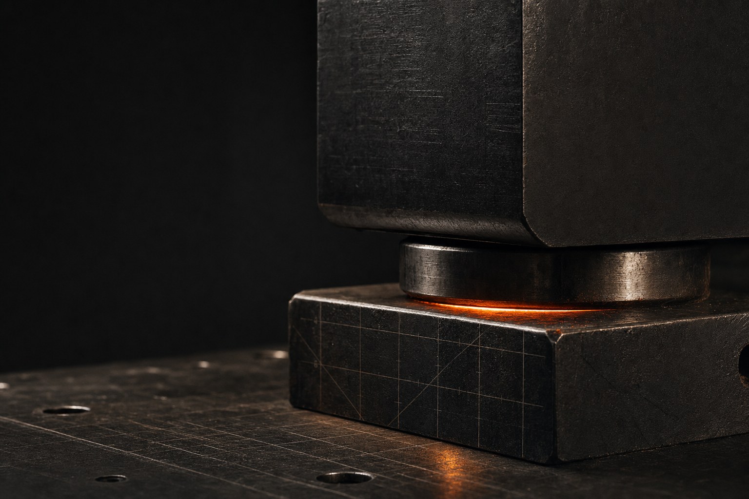 Abstract study of pressure applied to a graphite metal surface