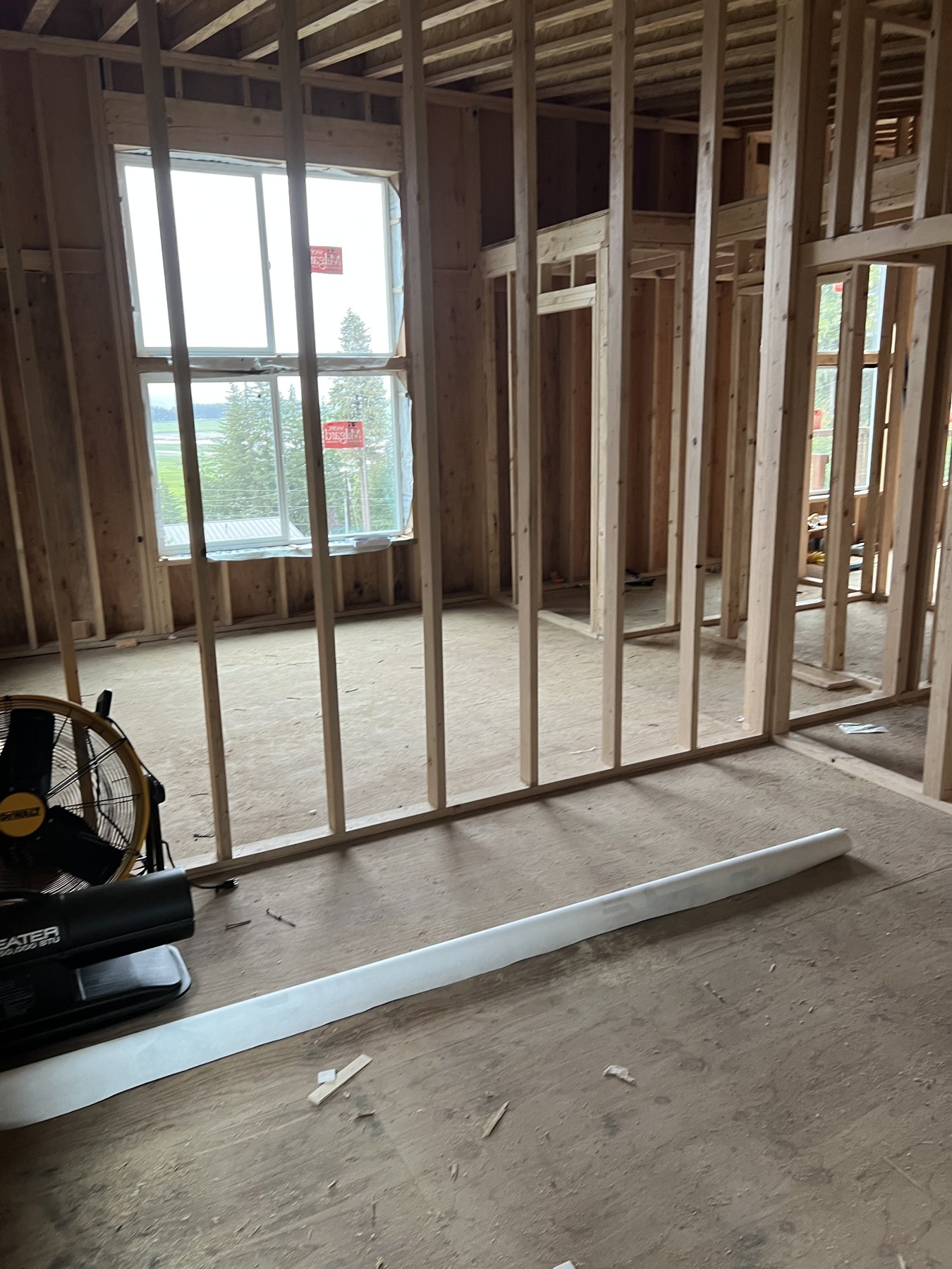 Interior wall framing around a window