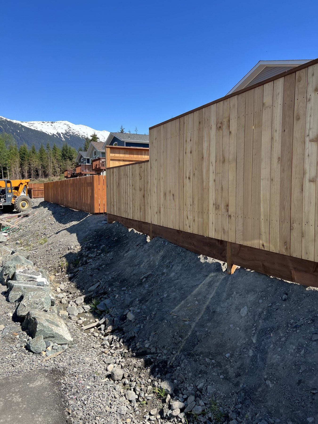 Wood exterior walls during construction