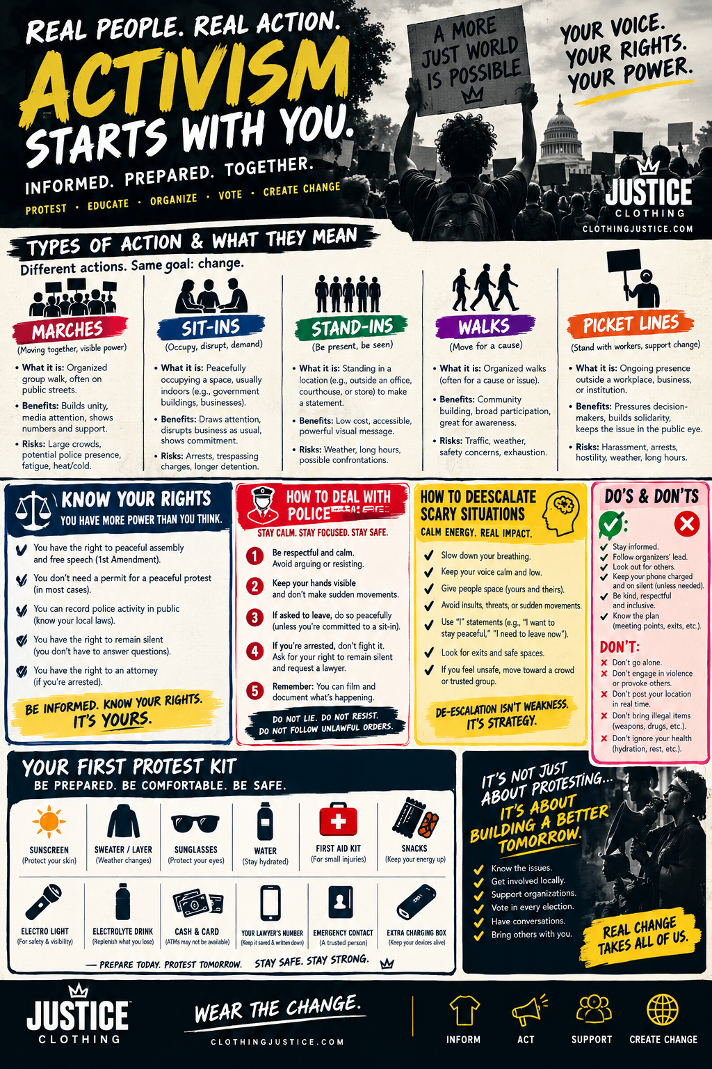 Activism Starts With You, a Clothing Justice creative activism poster