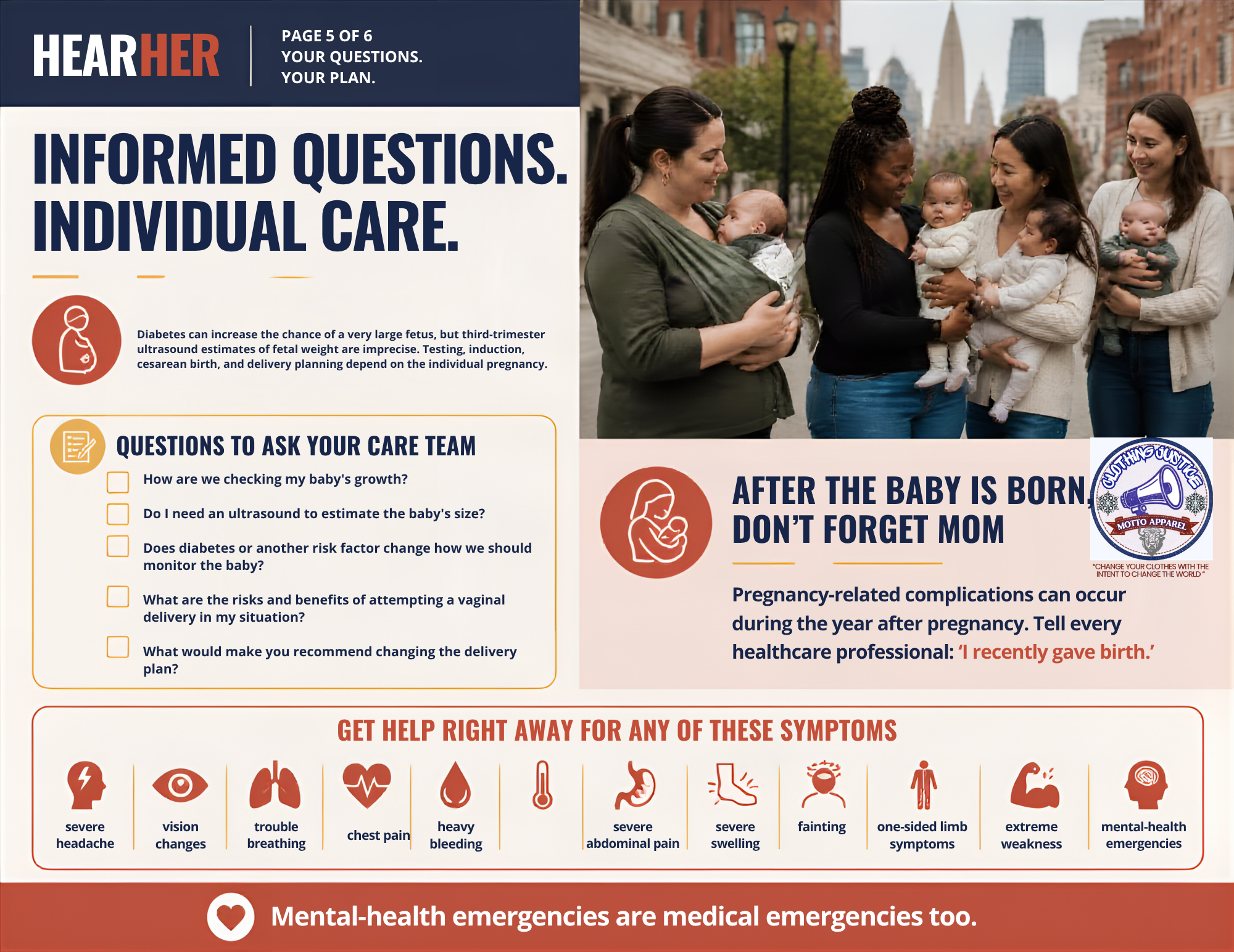 Hear Her guide page five: asking questions, bringing support, writing things down, and using the Speak Up method