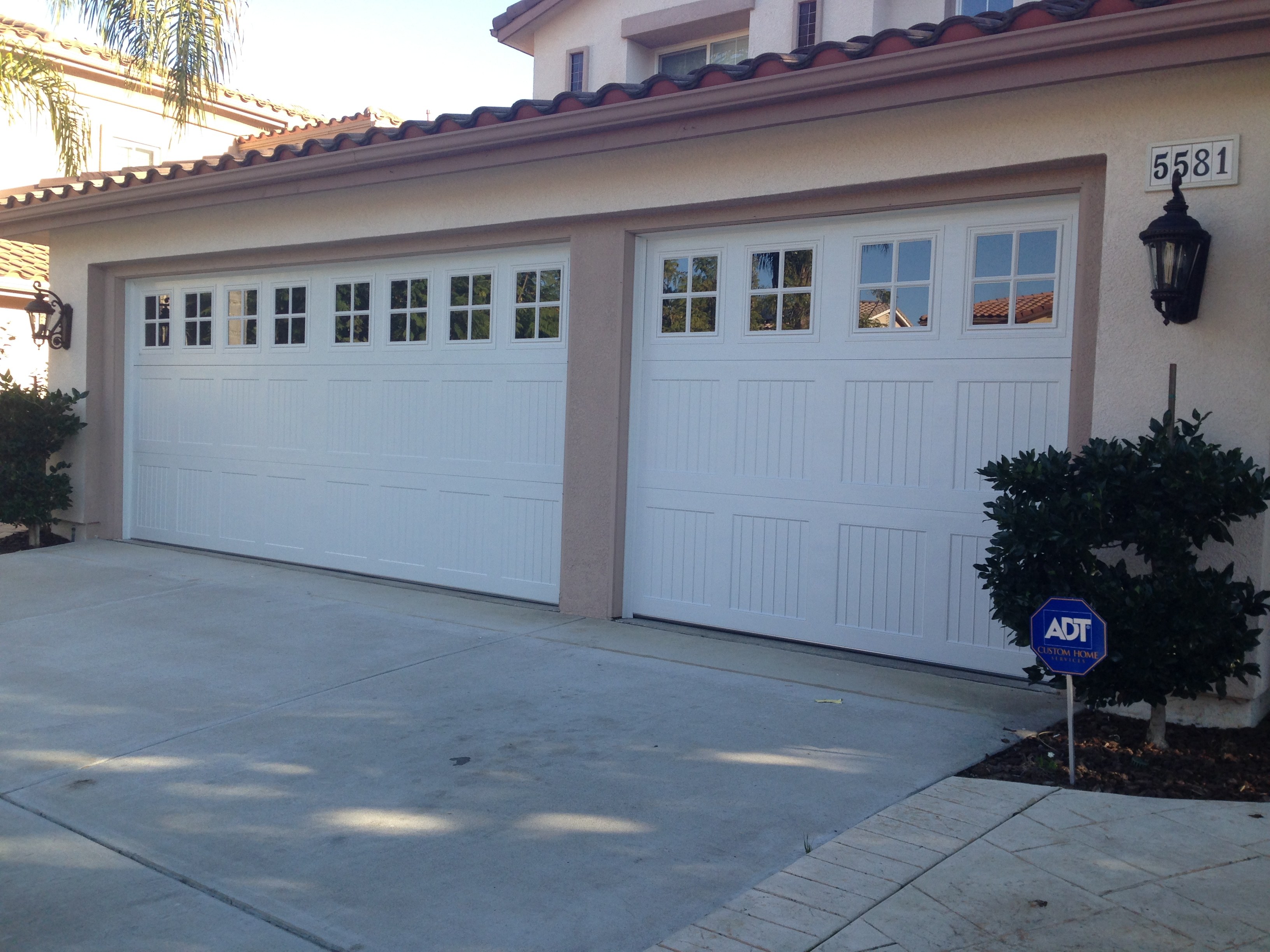 White garage door installation