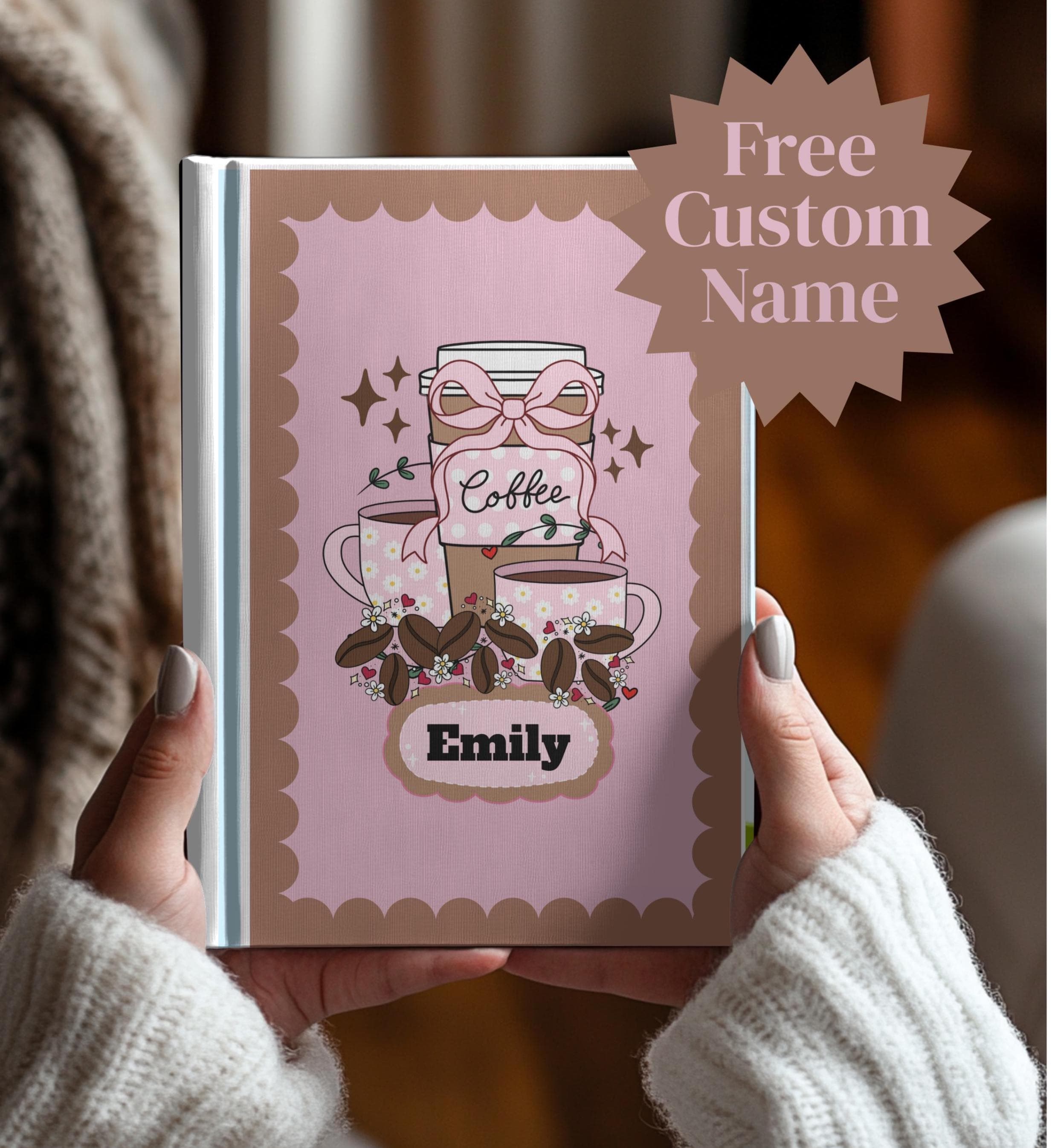 Coffee Lover Present, Personalized Journal for Her, University Student Gift, Happiness Journal, Back to School Notebook, Drawing Journal