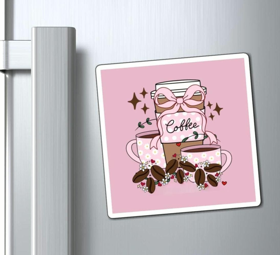 Cute Coquette Magnet, Coffee Lover Present, Decorative Magnets for Fridge, Whimsical Magnets, New House Present, Closing Gift Ideas