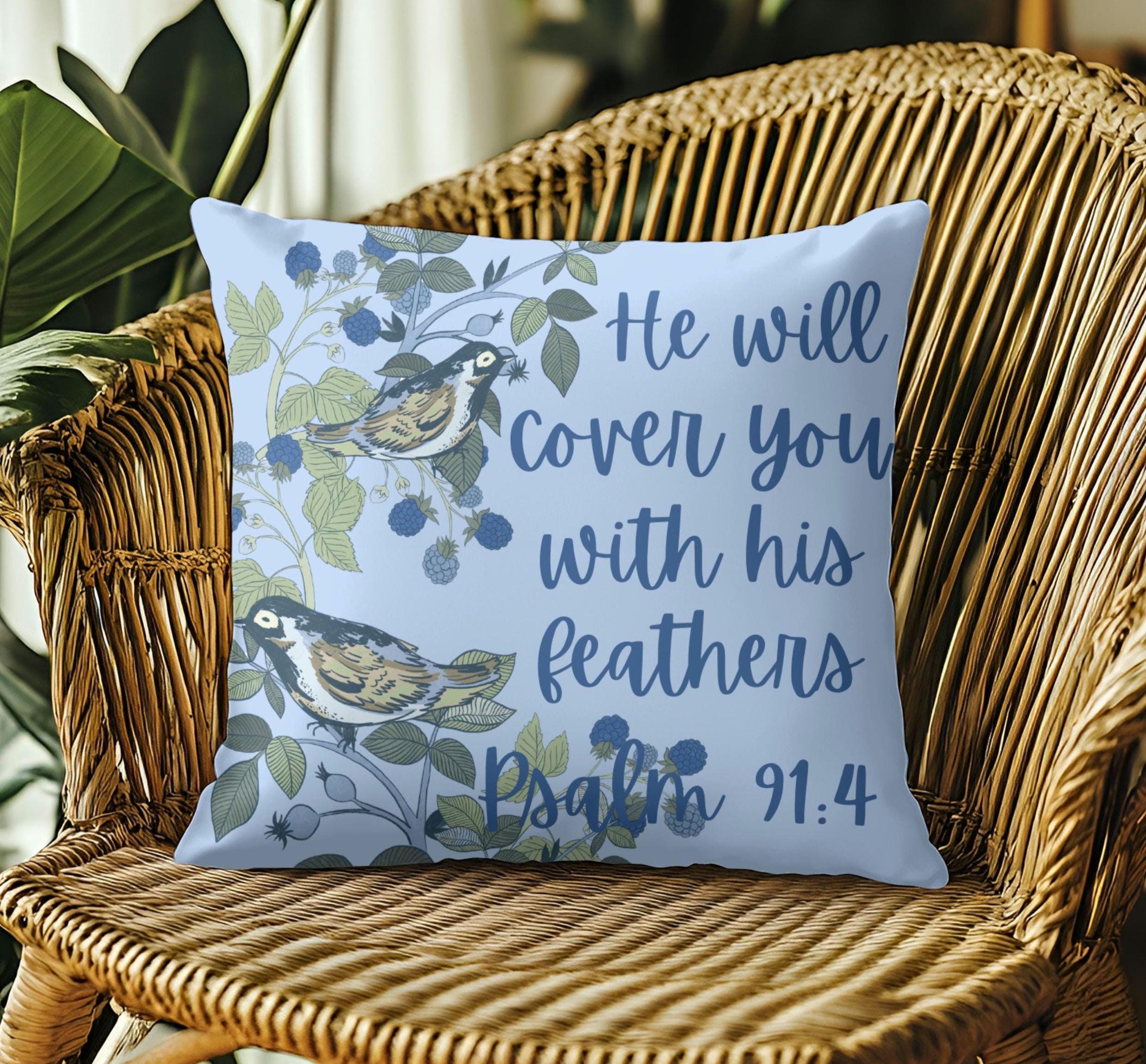 Christian Throw Pillow, Custom Bird Gifts, Church Decor Ideas, Christian Family Decor, Religious Gifts for Friend, Custom Scripture Gifts