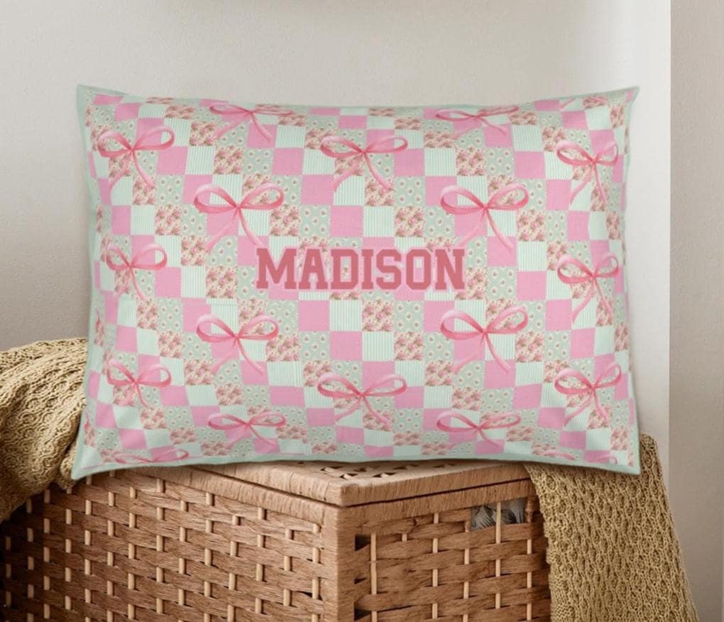 Personalized Pillow Covers, Patchwork Custom Name Pillow Cases, Girly Patchwork Bed Pillows, Monogrammed Pillow Cases, Custom Pillow Sham