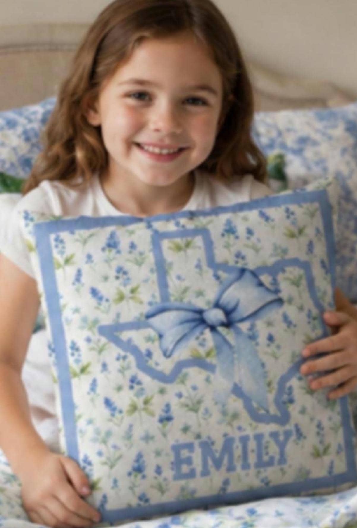 Personalized Texas Bluebonnet Pillow, Custom Throw Pillows, Personalized Cushion, Custom Name Pillows, Custom Name College Dorm Bedding