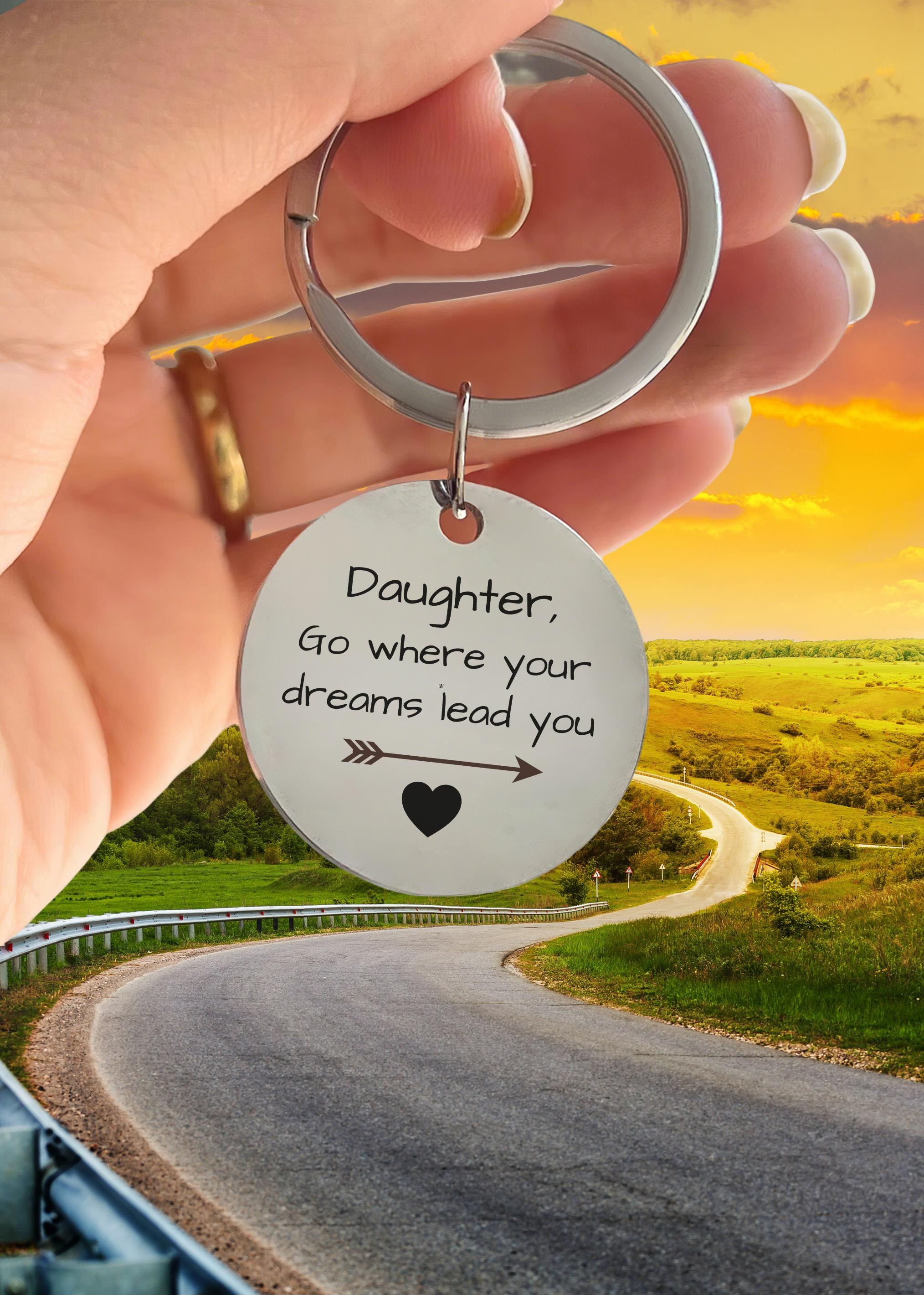 Engraved Daughter Keychain, Graduation or Birthday Gift from Mom and Dad
