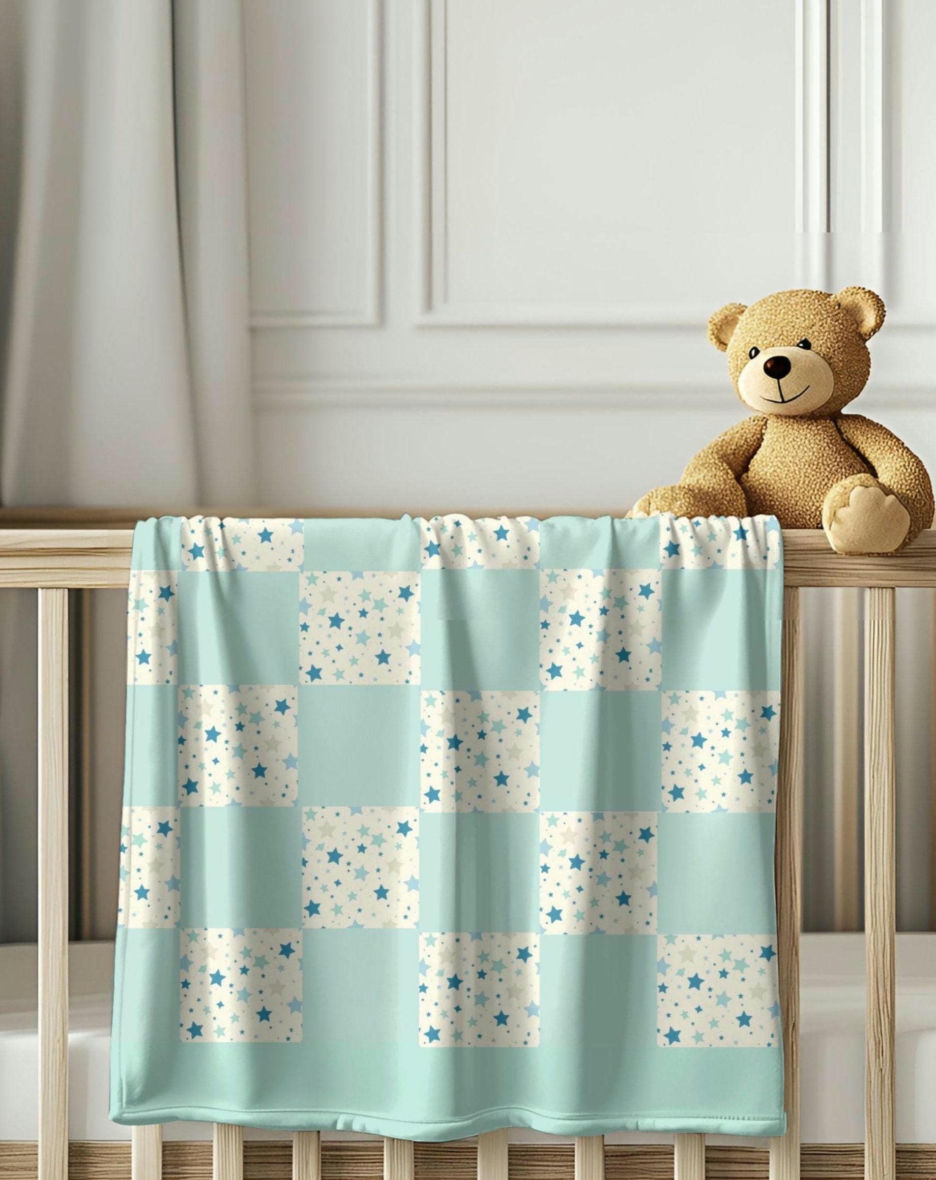 Stars Baby Blanket, Unisex Baby Gift, Baby Blanket Gender Neutral, Star Swaddle Blanket, Monogram Baby Blanket, Custom Name Baby Shower Gift