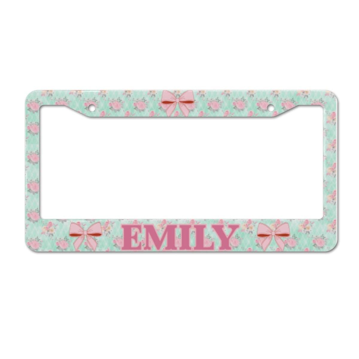 Custom Floral Bow License Plate Holder, Girly Preppy Car Accessory, Cute Car Decorations, Luxury Car Decor, Personalized Car Tags