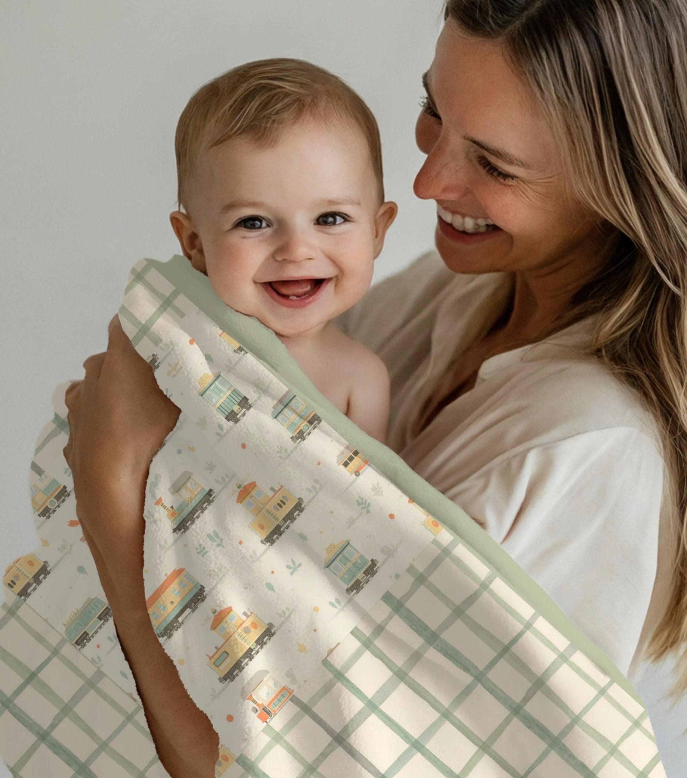 Newborn Boy Gift, Infant Boy Gifts, Train Baby Gift, Personalized Baby Blanket, Son Baby Blanket, Receiving Blanket, Custom Newborn Gift