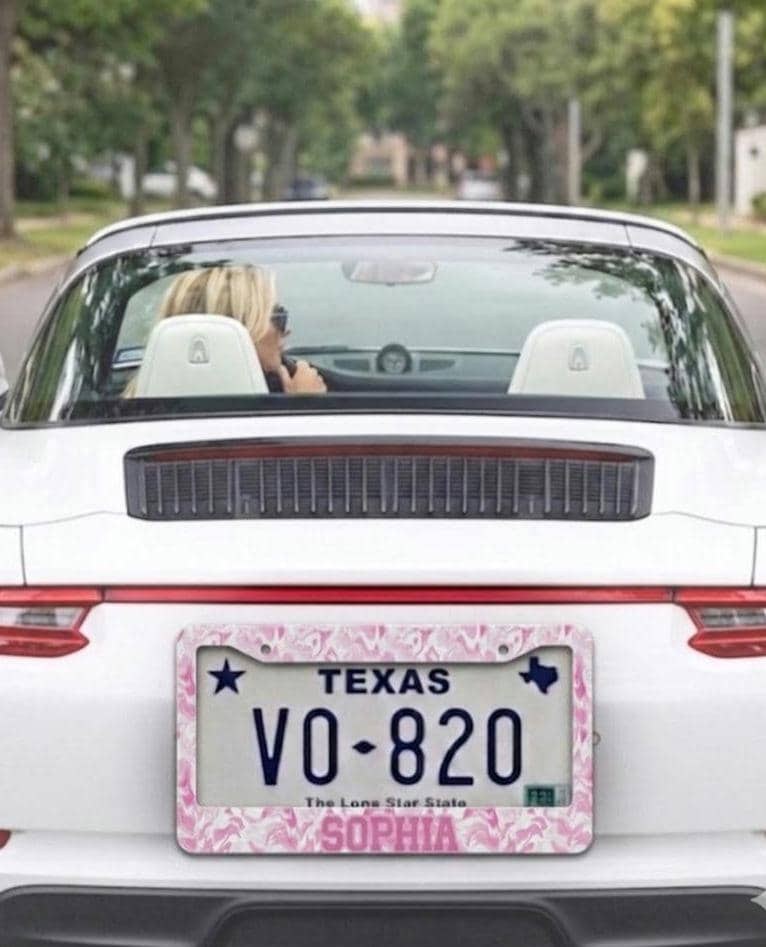 Pink Marble Camo License Plate Frame, Girly Birthday Gifts, Personalized License Plate Frame, Custom Birthday Gifts for Her