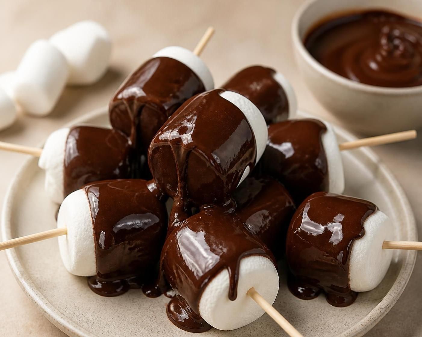 Fudge-Dipped Marshmallows