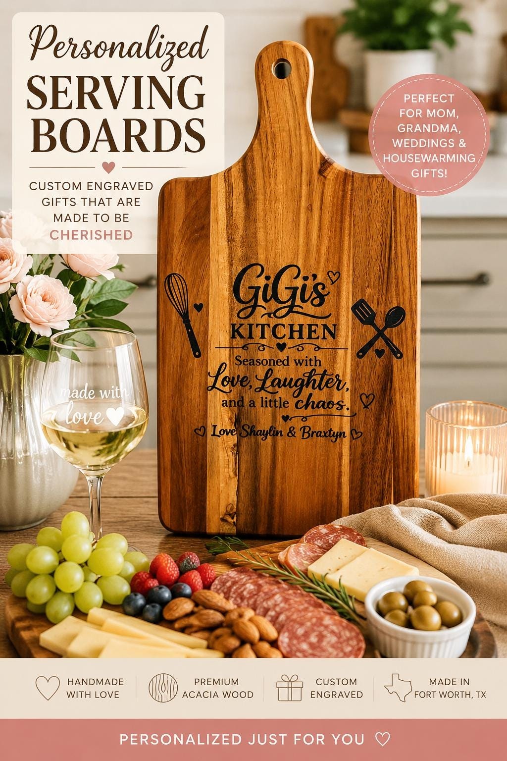Personalized engraved GiGi's Kitchen serving board