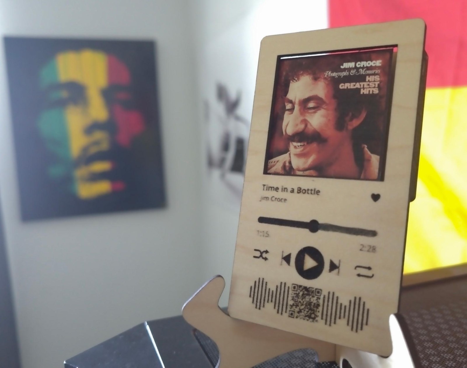 Custom Song Lyric Frame: Laser Engraved Wood, Personalized QR Code, additional product photo