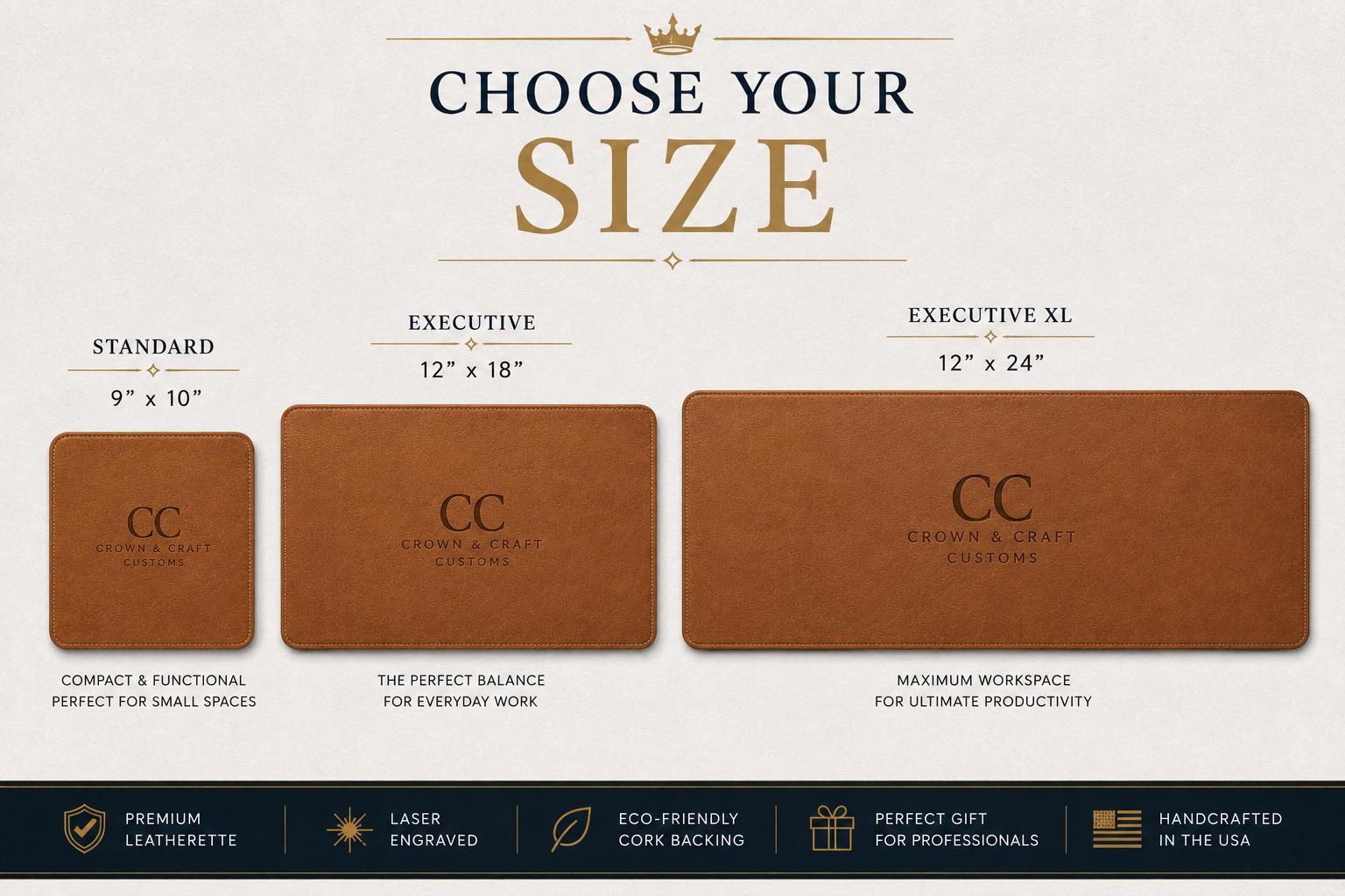 Custom Mouse Pad Desk Mat Executive Office Gift Corporate Employee Appreciation Item Personalized Leather Workspace Essential Professional, additional product photo