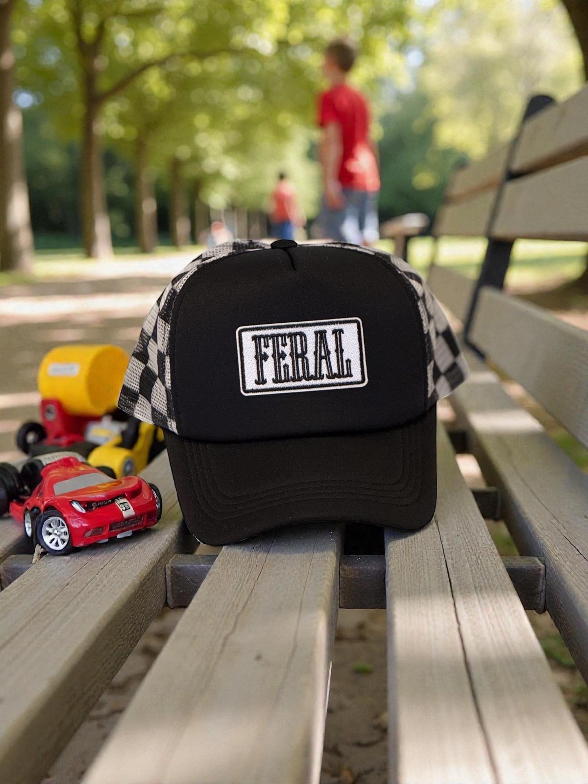 Feral Toddler & Kids Trucker Hat (Patch) | Funny Wild Child Snapback | Youth Mesh Cap | Trendy Kid Hat | Gift for Little Rascals, additional product photo