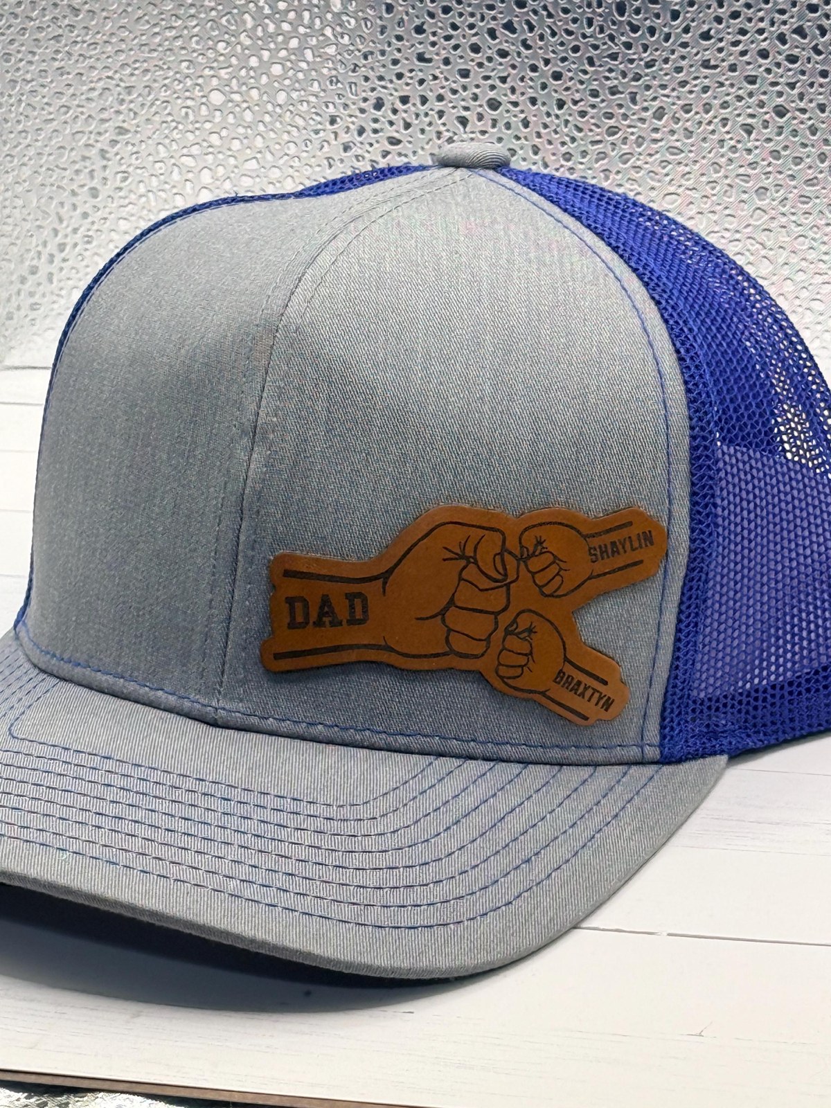 Glow in the Dark Leather Patch Trucker Hat | Custom Engraved Richardson 112 Snapback, additional product photo