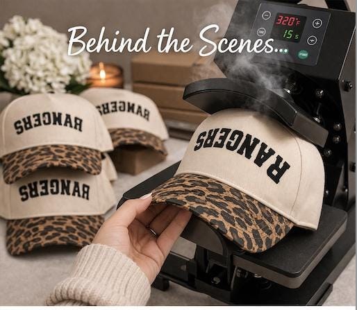 Custom MAMA Puff Vinyl Trucker Hat | Arched Leopard Print Brim, additional product photo