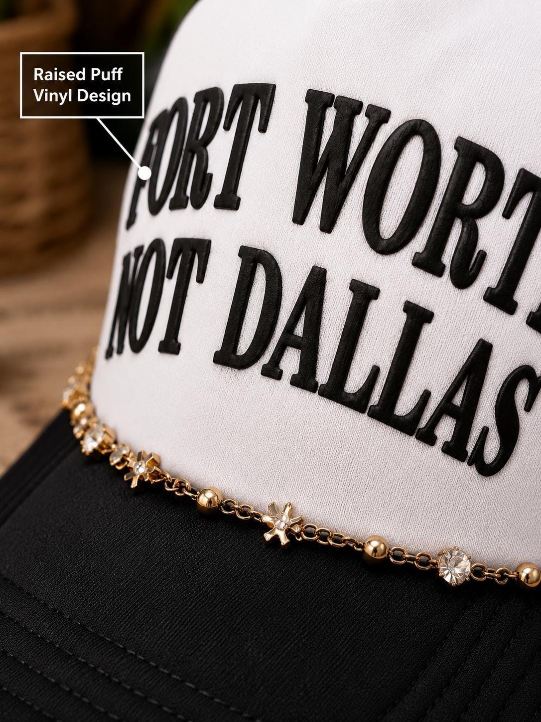 Fort Worth Not Dallas Hat, Fort Worth Trucker Hat, Texas Girl Hat, Puff Vinyl Hat, Western Fashion Cap, Cowtown Hat, additional product photo