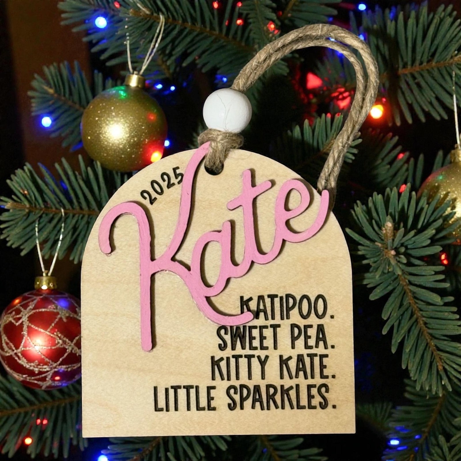 Personalized Nickname Ornament, 2-Layer Wood, 4-5 Names, Custom Family Ornament, Funny Nicknames, Christmas Keepsake Gift, additional product photo