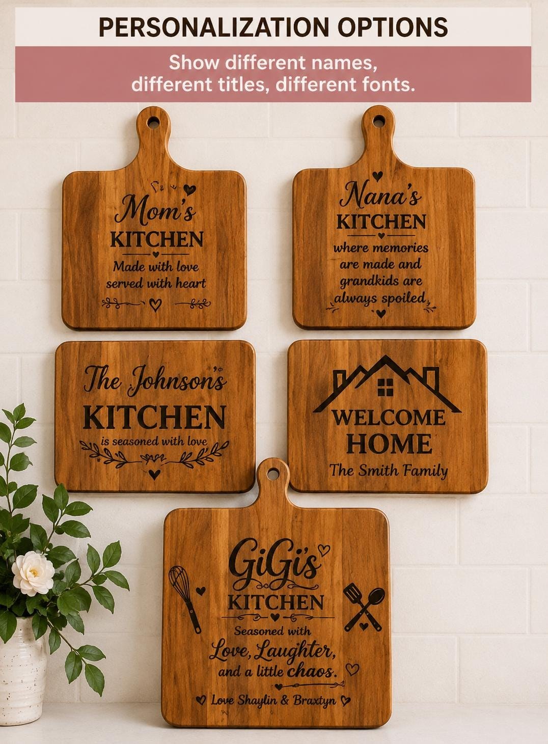 Personalized Acacia Wood Serving Board: Custom Engraved Kitchen Gift (GiGi's Kitchen), additional product photo