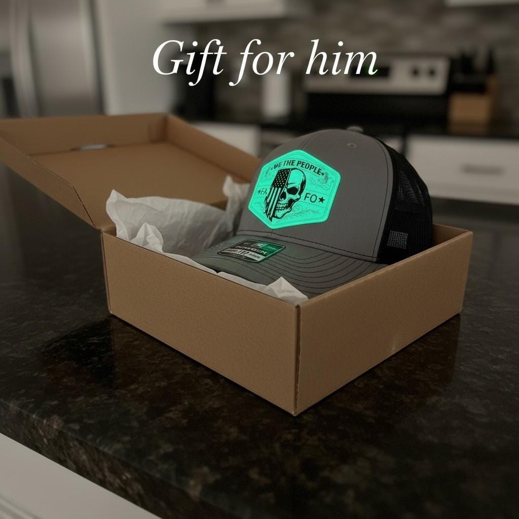 Glow in the Dark Leather Patch Trucker Hat | Custom Engraved Richardson 112 Snapback, additional product photo