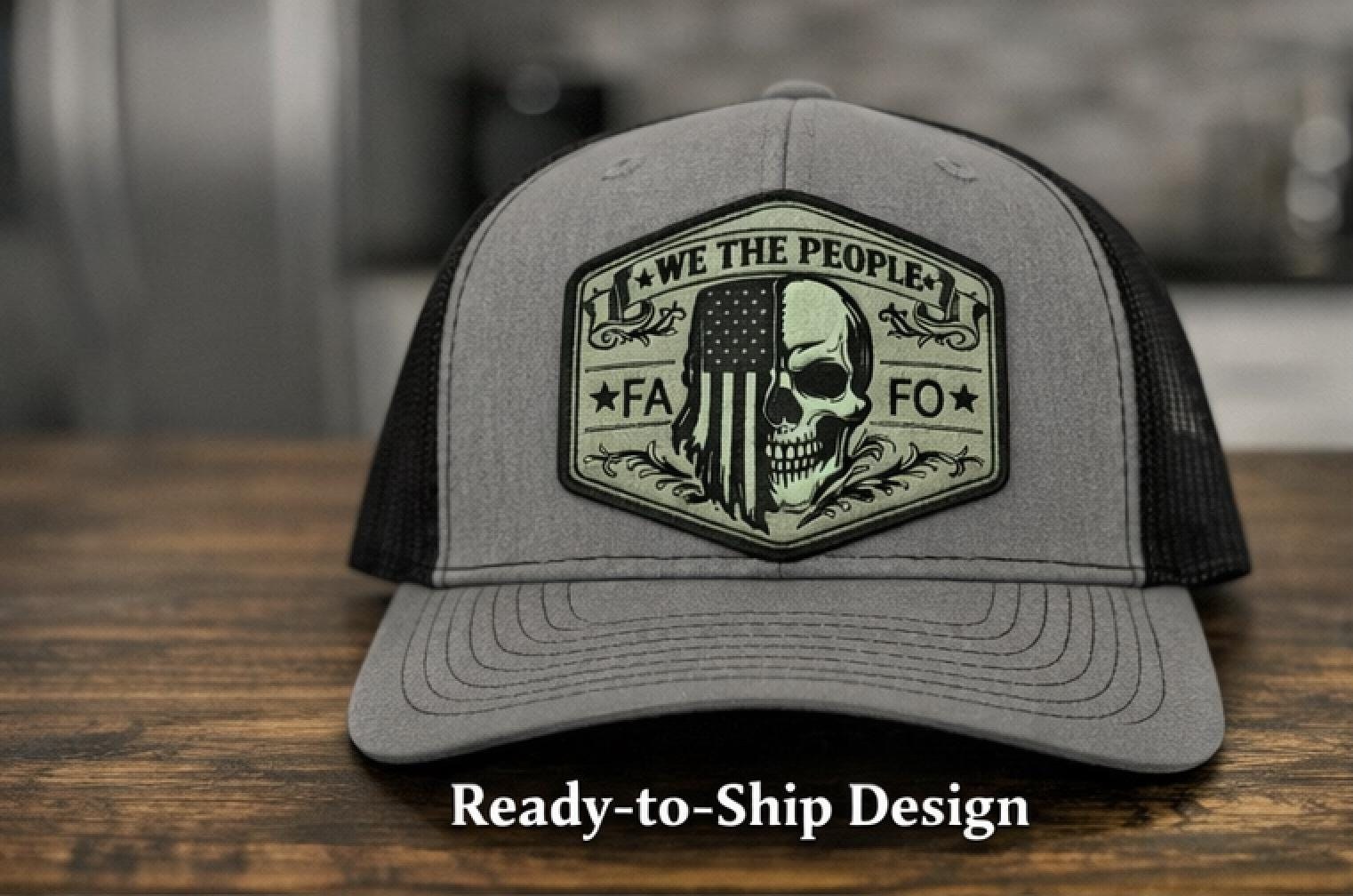 Glow in the Dark Leather Patch Trucker Hat | Custom Engraved Richardson 112 Snapback, additional product photo