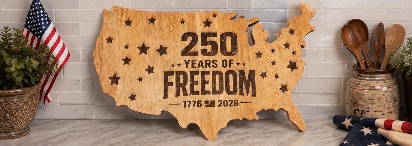 America 250 Charcuterie Board, 250 Years of Freedom Serving Board, Patriotic USA Cutting Board, Fourth of July Decor, American Gift, additional product photo
