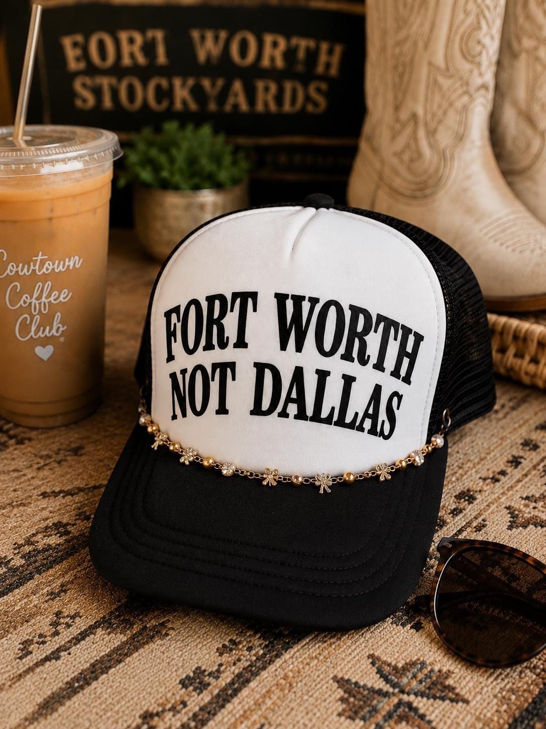 Fort Worth Not Dallas Hat, Fort Worth Trucker Hat, Texas Girl Hat, Puff Vinyl Hat, Western Fashion Cap, Cowtown Hat, additional product photo
