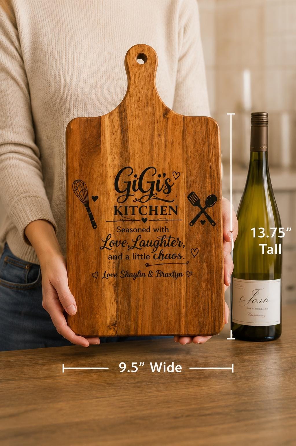 Personalized Acacia Wood Serving Board: Custom Engraved Kitchen Gift (GiGi's Kitchen), additional product photo