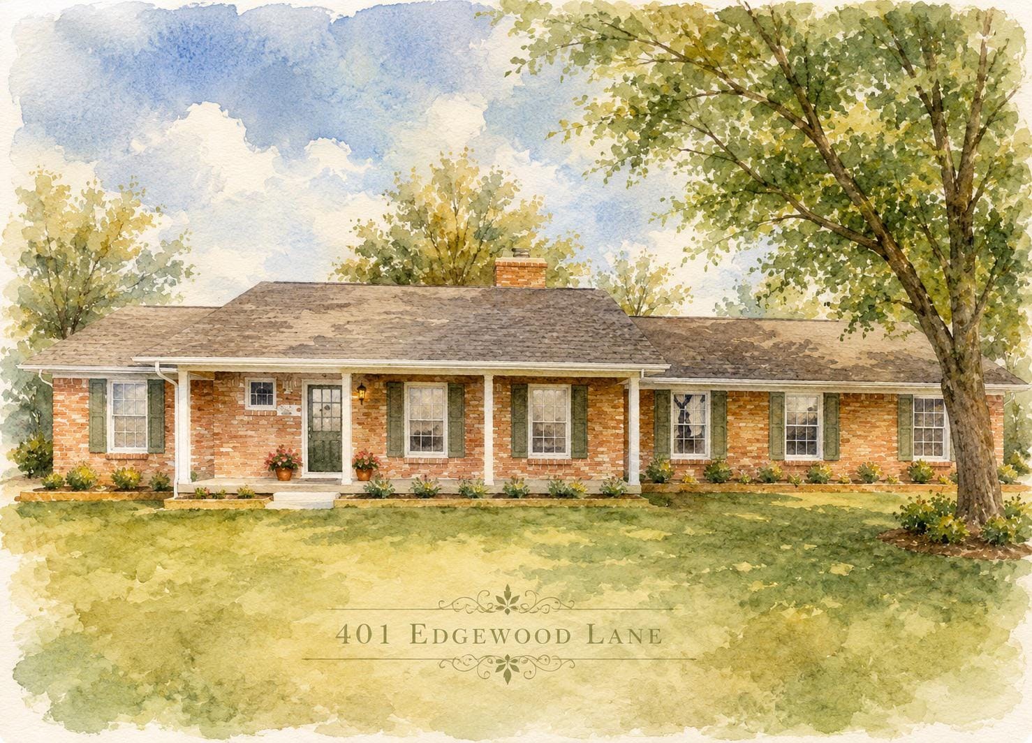 Custom Watercolor Home Portrait - Personalized House Painting Print, Realtor Closing Gift, Housewarming Present, Framed 8x10, additional product photo