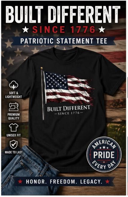Built Different Since 1776 Patriotic Shirt | American Pride Tee | July 4th Shirt | USA Gift, additional product photo