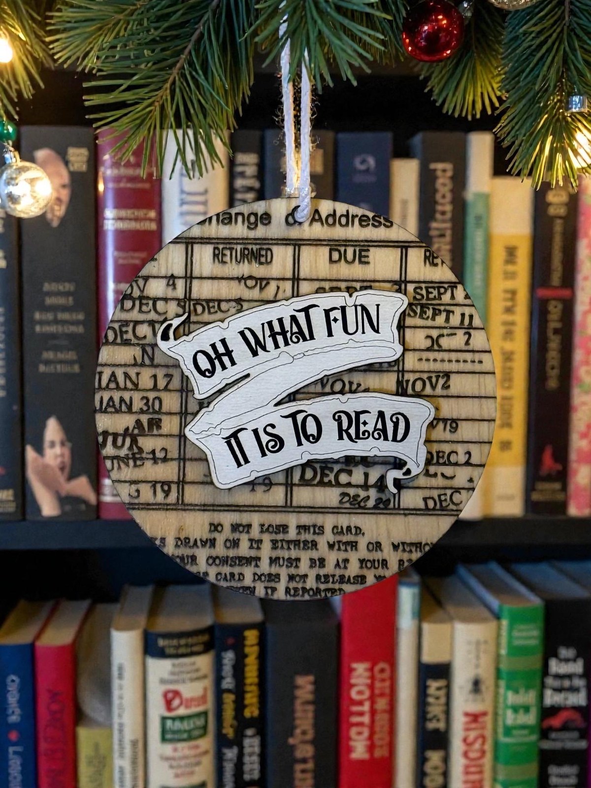Personalized Library Card Ornament, Vintage Book Lover Gift, additional product photo