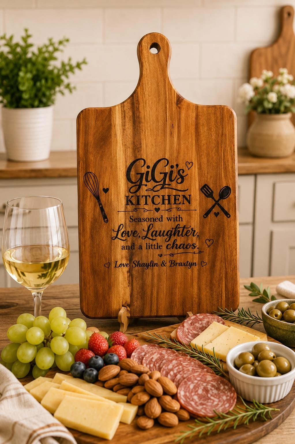 Personalized Acacia Wood Serving Board: Custom Engraved Kitchen Gift (GiGi's Kitchen), additional product photo
