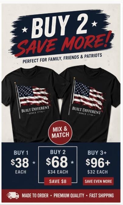 Built Different Since 1776 Patriotic Shirt | American Pride Tee | July 4th Shirt | USA Gift, additional product photo