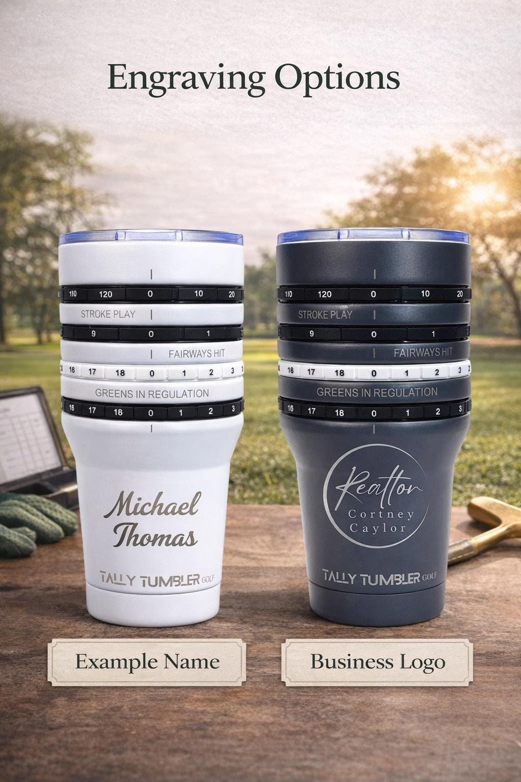 Personalized Golf Tumbler with Scorekeeper | Custom Logo Engraved Gift, additional product photo