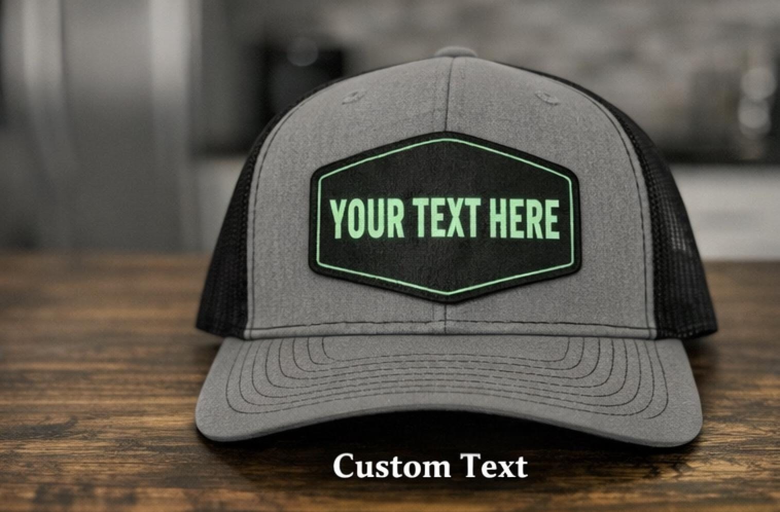 Glow in the Dark Leather Patch Trucker Hat | Custom Engraved Richardson 112 Snapback, additional product photo