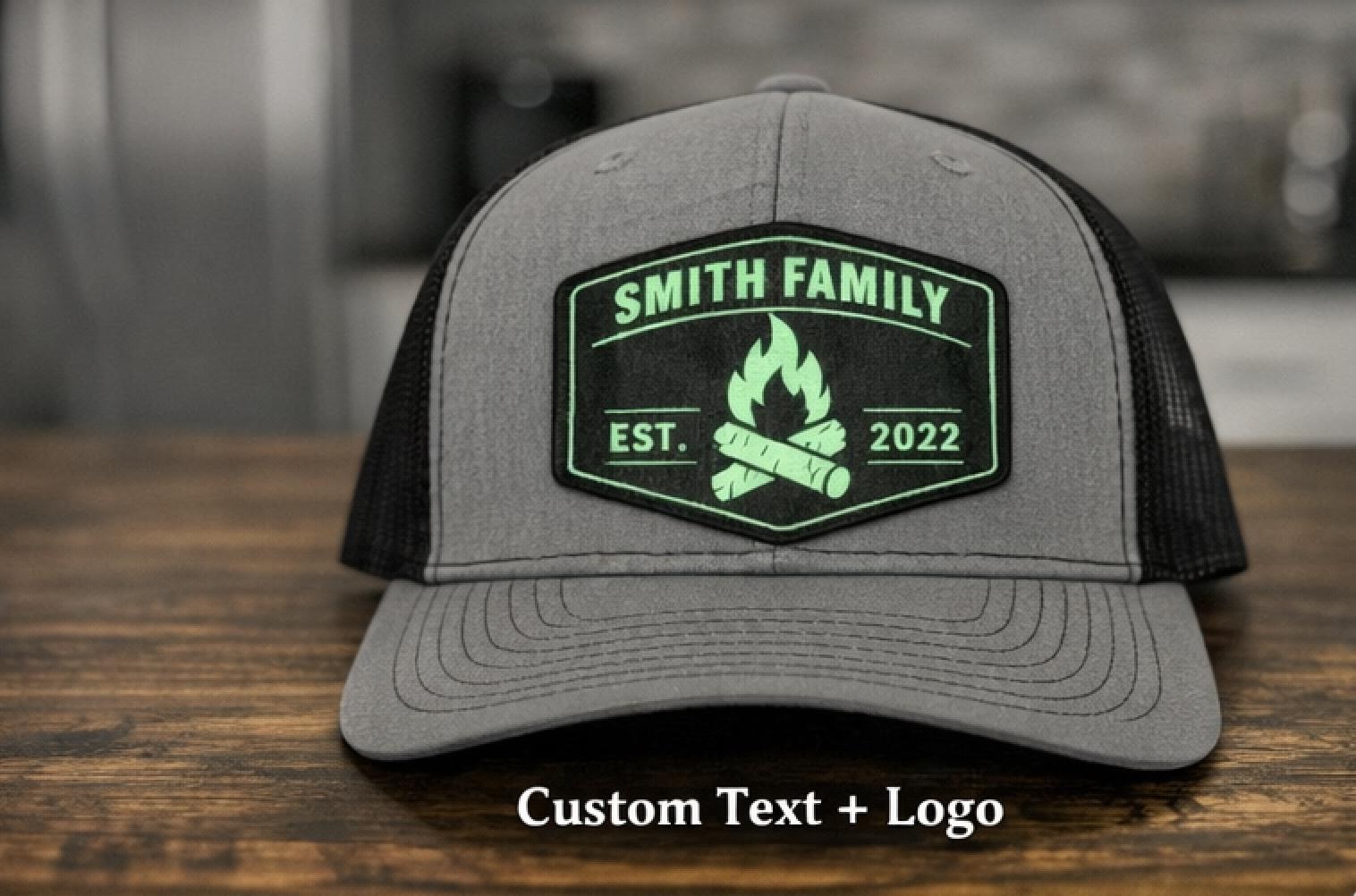 Glow in the Dark Leather Patch Trucker Hat | Custom Engraved Richardson 112 Snapback, additional product photo