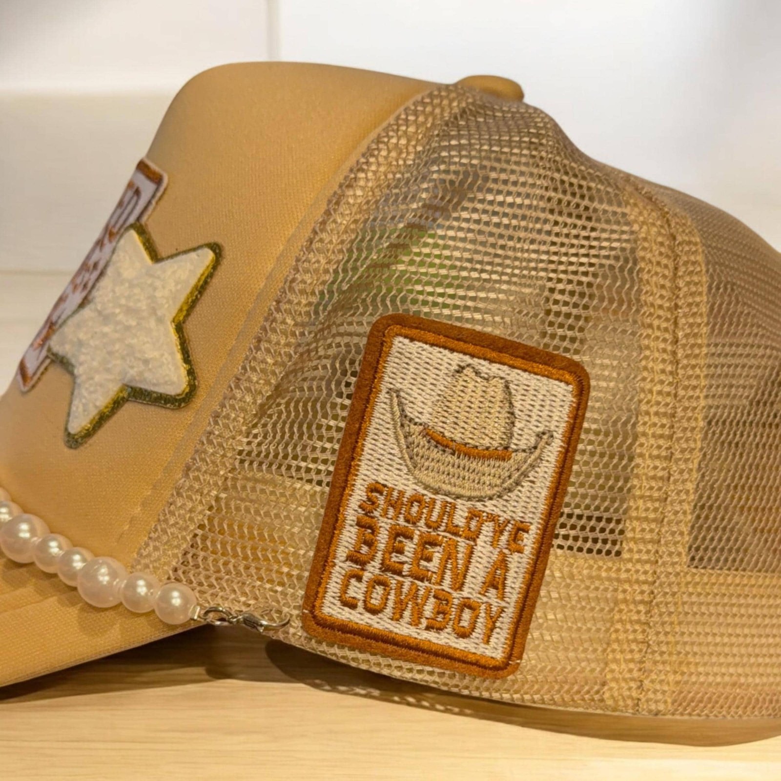 custom, trucker hat, hats, laser engraved, country music, raised on 90's country, chenille patches, additional product photo