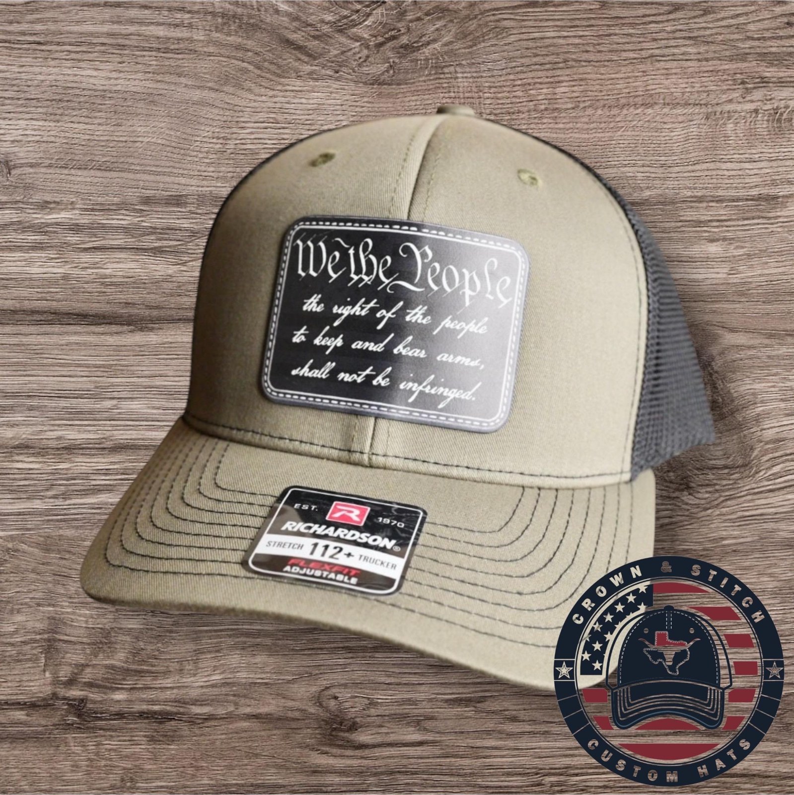 7 x Patriotic SnapBack Trucker Hat Designs: "We The People" Leather Patch, additional product photo
