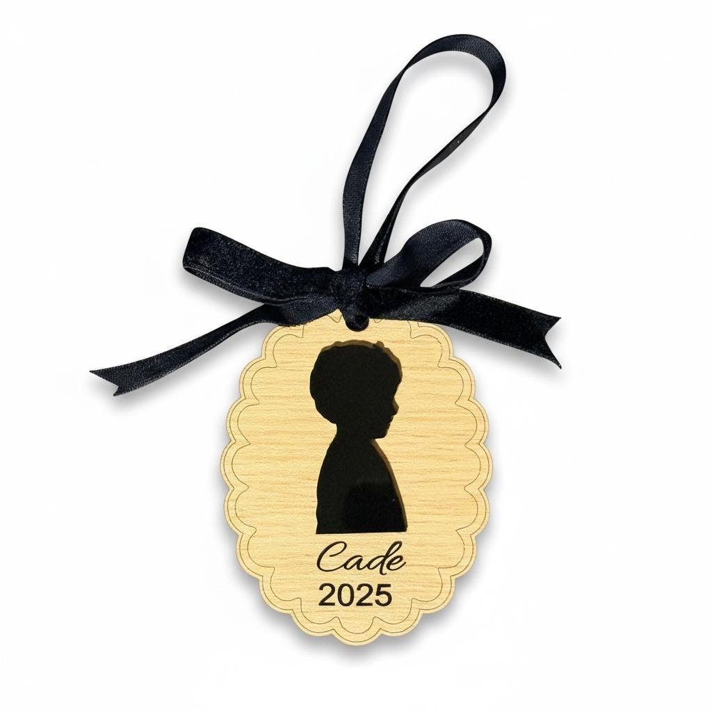 Bulk Set- Personalized Child Silhouette Ornament Bulk Set | Teacher Gift Class Ornaments | Custom Photo Cameo Ornament w/ Name & Year, additional product photo